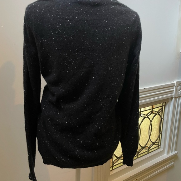Bloomingdale's Black and White Speckled Cashmere Sweater - Picture 2 of 5